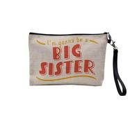 Linen Pouch - Certified Best Family English Cousin Brother Sister Mum Dad Mommy Father Mother - Linen Look Canvas Makeup Bag - Toiletry Bag - Coin Purse, Big Sis, 23.5 x 15 cm, Makeup Bag