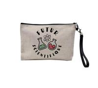 Linen Pouch - Children's Future Job Hero Passion Leisure Birthday Collection Linen Look Canvas Makeup Bag Toiletry Bag Coin Purse, Scientific - Boy, 23.5 x 15 cm, Makeup Bag