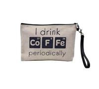 Linen Pouch - Coffee Culture Jogue Espresso Americano Latte Macchiato - Linen Look Make-Up Bag - Toiletry Bag - Coin Purse, Coffee Periodic, 23.5 x 15 cm, Makeup Bag