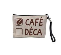 Linen Pouch - Coffee Culture Jogue Espresso Americano Latte Macchiato - Linen Look Make-Up Bag - Toiletry Bag - Coin Purse, Coffee Deca, 23.5 x 15 cm, Makeup Bag