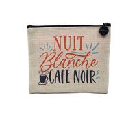 Linen Pouch - Coffee Culture Jogue Espresso Americano Latte Macchiato - Linen Look Make-Up Bag - Toiletry Bag - Coin Purse, White Night, 15 x 10 cm, Makeup Bag