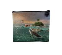 Linen Pouch - Collection Most Beautiful Photos of Fish World Underwater Shark Diving - Linen Look Canvas Makeup Bag - Toiletry Bag - Coin Purse, Tortoise, 15 x 10 cm, Makeup Bag