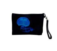 Linen Pouch - Collection Most Beautiful Photos of Fish World Underwater Shark Diving - Linen Look Canvas Makeup Bag - Toiletry Bag - Coin Purse, Jellyfish 2, 23.5 x 15 cm, Makeup Bag