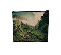 Linen Pouch - Collection Most Beautiful Photos of India Sculpture Culture Travel Landscape City - Linen Look Canvas Makeup Bag - Toiletry Bag - Coin Purse, Munnar Plantation, 15 x 10 cm, Makeup Bag