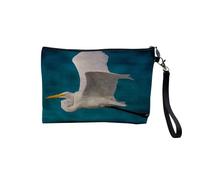 Linen Pouch - Collection Plus Beautiful Photos Bird Tree Forest Animals Flowers Nature - Linen Look Canvas Makeup Bag - Toiletry Bag - Coin Purse, Heron, 23.5 x 15 cm, Makeup Bag