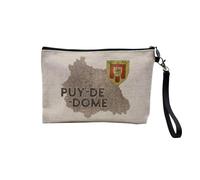 Linen Pouch - Department France Carte Ancienne Creation Original Collection All French Departments - Linen Look Canvas Make-Up Bag - Toiletry Bag - Coin Purse, Puy de Dome, 23.5 x 15 cm, Makeup Bag