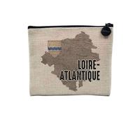 Linen Pouch - Department France Carte Ancienne Creation Original Collection All French Departments - Linen Look Canvas Make-Up Bag - Toiletry Bag - Coin Purse, Loire Atlantique, 15 x 10 cm, Makeup Bag