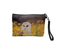 Linen Pouch - Eagle Birds Brown Bird of Prey Wild Animal Animal Photo Nozzle - Linen Look Canvas Makeup Bag - Toiletry Bag - Coin Purse, Owl 2, 23.5 x 15 cm, Makeup Bag