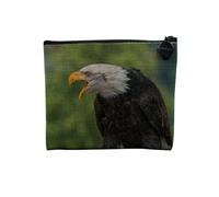 Linen Pouch - Eagle Birds Brown Bird of Prey Wild Animal Animal Photo Nozzle - Linen Look Canvas Makeup Bag - Toiletry Bag - Coin Purse, Eagle - 2, 15 x 10 cm, Makeup Bag