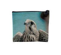 Linen Pouch - Eagle Birds Brown Bird of Prey Wild Animal Animal Photo Nozzle - Linen Look Canvas Makeup Bag - Toiletry Bag - Coin Purse, Grey Falcon, 15 x 10 cm, Makeup Bag