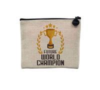 Linen Pouch - English Children's Future Profession Hero Passion Leisure Birthday - Linen Look Canvas Makeup Bag - Toiletry Bag - Coin Purse, Champion, 15 x 10 cm, Makeup Bag