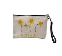 Linen Pouch - Flowers English Watercolor Roses Hibiscus Flowers Watercolor Garden Feminin Canvas Makeup Bag Linen Look Toiletry Bag Coin Purse, Daffodil, 23.5 x 15 cm, Makeup Bag