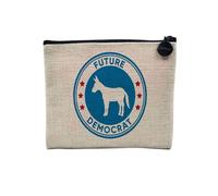 Linen Pouch - Future Democrat Politics Future - Linen Look Canvas Makeup Bag - Coin Purse - 15 x 10 cm, linen, 15 x 10 cm, Makeup Bag