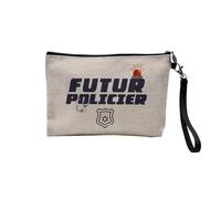 Linen Pouch - Future Policeman Profession Future Law Safety - Linen Look Canvas Make-Up Bag - Coin Purse - 15 x 10 cm, linen, 23.5 x 15 cm, Makeup Bag