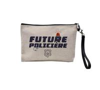 Linen Pouch - Future Policewoman Profession Future Law Safety - Linen Look Canvas Make-Up Bag - Coin Purse - 15 x 10 cm, linen, 23.5 x 15 cm, Makeup Bag