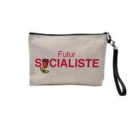 Linen Pouch - Future Socialist Political Humour - Linen Look Canvas Makeup Bag - Coin Purse - 15 x 10 cm, linen, 23.5 x 15 cm, Makeup Bag