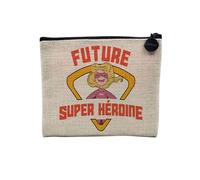 Linen Pouch - Future Super Hero Dream Child - Linen Look Canvas Makeup Bag - Coin Purse - 15 x 10 cm, linen, 15 x 10 cm, Makeup Bag