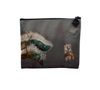 Linen Pouch - Geek Pixel Art Retro Gaming Video Games Vintage Fantasy Dragon Illustration - Linen Look Canvas Makeup Bag - Toiletry Bag - Coin Purse, Sharks, 15 x 10 cm, Makeup Bag