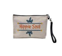 Linen Pouch - Hippie Bohemian Boho Culture Illustration Drawing Dream Catcher Esoteric - Linen Look Canvas Make-Up Bag - Toiletry Bag - Coin Purse, Hippie Soul 5, 23.5 x 15 cm, Makeup Bag