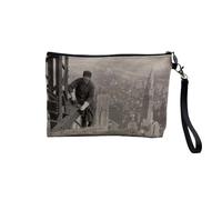 Linen Pouch - Historic Workers Photo Skyscraper New York 1920 - Linen Look Make-Up Bag - Toiletry Bag - 23.5 x 15 cm, Skyscraper Worker, 23.5 x 15 cm, Makeup Bag