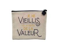 Linen Pouch - Je ne Vieillis Pas Je Prends de la Valeur Humour Papa Papy - Linen Look Makeup Bag - Coin Purse - 15 x 10 cm, I Do Not Aged, 15 x 10 cm, Makeup Bag