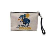 Linen Pouch - Je Roule en Dragon Child Dream Myth - Linen Look Makeup Bag - Toiletry Bag - 23.5 x 15 cm, Dragons 2, 23.5 x 15 cm, Makeup Bag