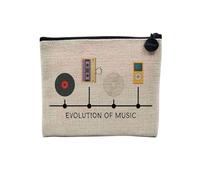 Linen Pouch - Joke Collection Word Games Music Musician Instrument Instrumentalist Pop Rock Classic Linen Look Canvas Makeup Bag Toiletry Bag Coin Purse, Vintage Cd, 15 x 10 cm, Makeup Bag