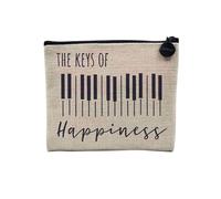 Linen Pouch - Joke Collection Word Games Music Musician Instrument Instrumentalist Pop Rock Classic Linen Look Canvas Makeup Bag Toiletry Bag Coin Purse, Keys Of Happiness, 15 x 10 cm, Makeup Bag