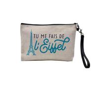 Linen Pouch - Joke Humour Collection Annivesary Word Games Funny Funny Gift Idea - Linen Look Canvas Make-Up Bag - Toiletry Bag - Coin Purse, The eiffel, 23.5 x 15 cm, Makeup Bag