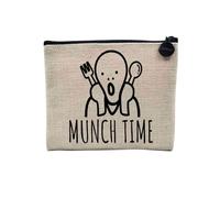 Linen Pouch - Joke Painting Word Play Artist Dance Art Humour - Linen Look Canvas Makeup Bag - Toiletry Bag - Coin Purse, Munch Time, 15 x 10 cm, Makeup Bag