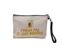 Linen Pouch - J'Peux Pas J'Ai Humour Jogue Passion Instrument Music Sport Hobbies - Linen Look Canvas Make-Up Bag - Toiletry Bag - Coin Purse, Drunk, 23.5 x 15 cm, Makeup Bag