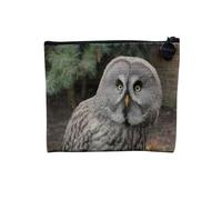 Linen Pouch - Large Owl Lapone Owl Ash Bird - Linen Look Canvas Makeup Bag - Coin Purse - 15 x 10 cm, linen, 15 x 10 cm, Makeup Bag
