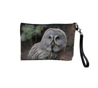 Linen Pouch - Large Owl Lapone Owl Ash Bird - Linen Look Canvas Makeup Bag - Coin Purse - 15 x 10 cm, linen, 23.5 x 15 cm, Makeup Bag