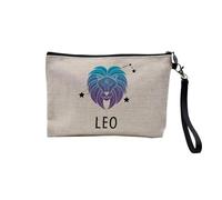 Linen Pouch - Leo Astrology Sign Celestial Solar Prediction - Linen Look Canvas Makeup Bag - Toiletry Bag - 23.5 x 15 cm, Sign 2 Leo, 23.5 x 15 cm, Makeup Bag