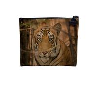 Linen Pouch - Lion Tawny Jaguar Tiger Wild Animals and Exotic Amazon Savannah - Linen Look Canvas Make-Up Bag - Toiletry Bag - Coin Purse, Tiger Close Up 2, 15 x 10 cm, Makeup Bag