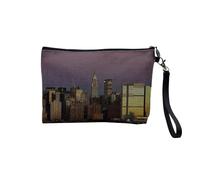 Linen Pouch - New York Building USA Skyline Skyscrapers - Linen Look Make-Up Bag - Toiletry Bag - 23.5 x 15 cm, New York 12, 23.5 x 15 cm, Makeup Bag