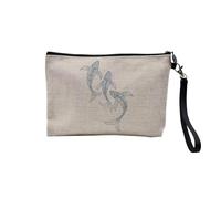 Linen Pouch - Organic Environment Ecology Diversity Messages Ecologists - Linen Look Canvas Makeup Bag - Toiletry Bag - Coin Purse, Fish, 23.5 x 15 cm, Makeup Bag