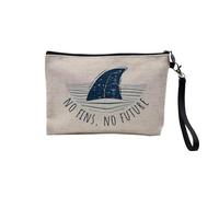 Linen Pouch - Organic Environment Ecology Diversity Messages Ecologists - Linen Look Canvas Makeup Bag - Toiletry Bag - Coin Purse, No Fins, 23.5 x 15 cm, Makeup Bag