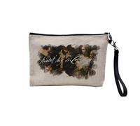 Linen Pouch - Painter Celebre Creation Signature Collage Art Artist Painting Flowers Fruit - Linen Look Canvas Makeup Bag - Toiletry Bag - Coin Purse, Caravaggio 1, 23.5 x 15 cm, Makeup Bag