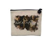 Linen Pouch - Painter Celebre Creation Signature Collage Art Artist Painting Flowers Fruit - Linen Look Canvas Makeup Bag - Toiletry Bag - Coin Purse, Caravaggio 1, 15 x 10 cm, Makeup Bag