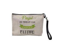 Linen Pouch - Papi ne Vieillit Pas Il Takes de la Valeur Grandpa - Linen Look Canvas Makeup Bag - Coin Purse - 15 x 10 cm, linen, 23.5 x 15 cm, Makeup Bag