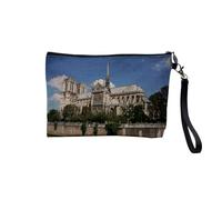 Linen Pouch - Paris Eglise Cathedrale Notre Dame Monument France - Linen Look Canvas Make-Up Bag - Toiletry Bag - 23.5 x 15 cm, Notre Dame 2, 23.5 x 15 cm, Makeup Bag