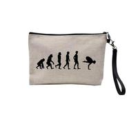 Linen Pouch - Parody Evolution Collection of Man Passion Sport Leisure Instrument Musician Music - Linen Look Canvas Make-Up Bag - Toiletry Bag - Coin Purse, Yoga 2, 23.5 x 15 cm, Makeup Bag