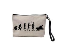 Linen Pouch - Parody Evolution Collection of Man Passion Sport Leisure Instrument Musician Music - Linen Look Canvas Make-Up Bag - Toiletry Bag - Coin Purse, Koto Japan, 23.5 x 15 cm, Makeup Bag