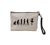 Linen Pouch - Parody Evolution Collection of Man Passion Sport Leisure Instrument Musician Music - Linen Look Canvas Make-Up Bag - Toiletry Bag - Coin Purse, Dance, 23.5 x 15 cm, Makeup Bag