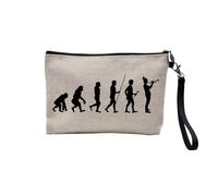 Linen Pouch - Parody Evolution Collection of Man Passion Sport Leisure Instrument Musician Music - Linen Look Canvas Make-Up Bag - Toiletry Bag - Coin Purse, Trumpet, 23.5 x 15 cm, Makeup Bag