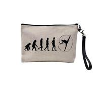 Linen Pouch - Parody Evolution Collection of Man Passion Sport Leisure Instrument Musician Music - Linen Look Canvas Make-Up Bag - Toiletry Bag - Coin Purse, Gymnastics, 23.5 x 15 cm, Makeup Bag