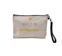 Linen Pouch - Princess Girls Humour Joke Collection Gift Idea Birthday Girlfriend - Linen Look Canvas Make-Up Bag - Toiletry Bag - Coin Purse, Call Me, 23.5 x 15 cm, Makeup Bag