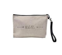Linen Pouch - Rebel Drawing Arrows Calligraphy Message - Linen Look Canvas Makeup Bag - Coin Purse - 15 x 10 cm, linen, 23.5 x 15 cm, Makeup Bag