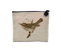 Linen Pouch - Séricorn Bird Biology Old Illustration - Linen Look Canvas Makeup Bag - Coin Purse - 15 x 10 cm, Bird 3, 15 x 10 cm, Makeup Bag